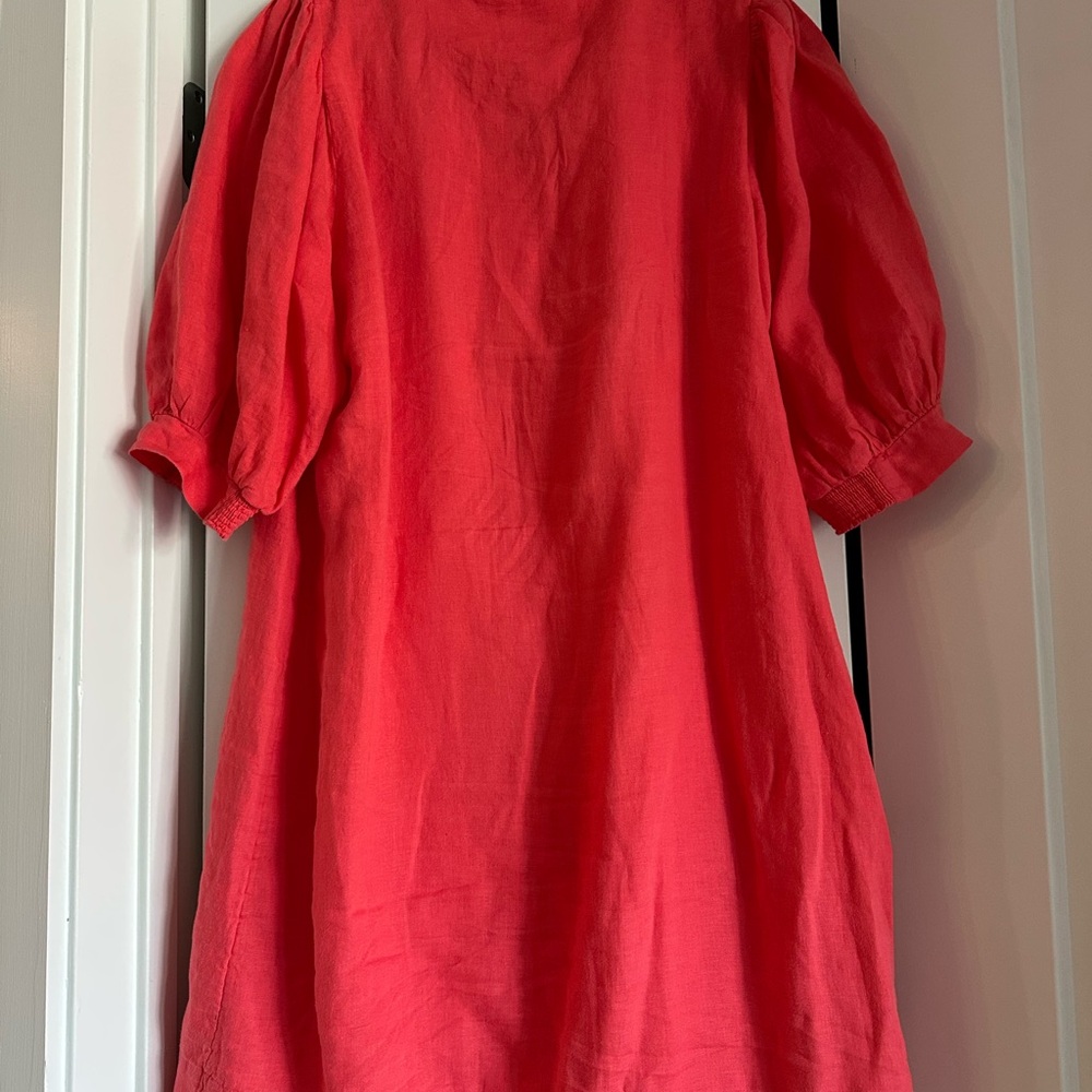 Lilly Pulitzer Mialeigh Linen Puff Sleeve Tunic Dress in Coral - Picture 5 of 6
